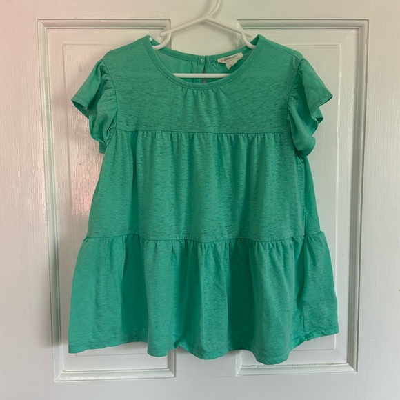 J. Crew Crewcuts Girls Flutter Sleeve Tee Turquoise - Picture 1 of 7